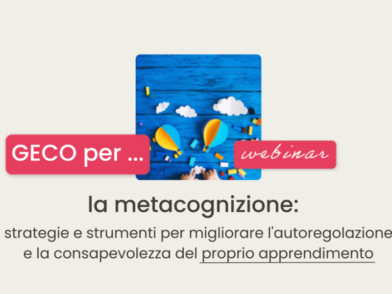 Locandina del webinar su Geco e la metacognizione